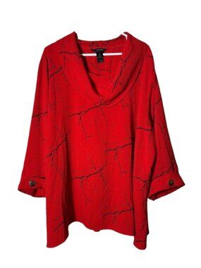 Ali Miles red black cowl neck art to wear tunic top womens plus 3X